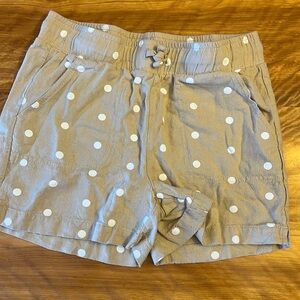 Girls’ khaki and white polka dot linen/ cotton shorts